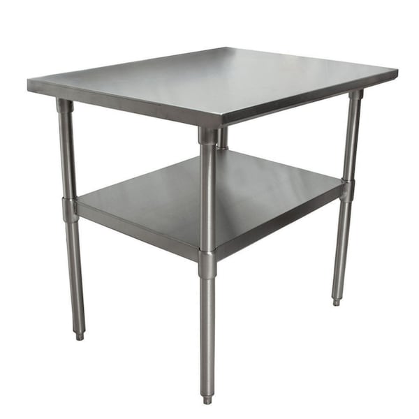 Bk Resources Work Table Stainless Steel W/Undershelf, Plastic bullet feet 36"Wx30"D SVT-3630 - main